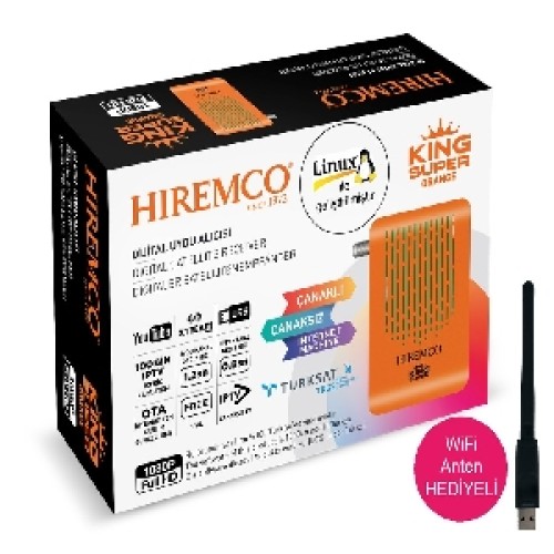 Hiremco Süper King HD Orange Çanaklı ve Çanaksız Uydu Alıcısı+WiFi Antenli